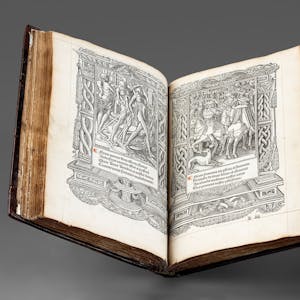 Legende der drei Lebenden und der drei Toten, gedrucktes Stundenbuch, Druck: Paris, Yolande Bonhomme, 1525, Museum Schnütgen.