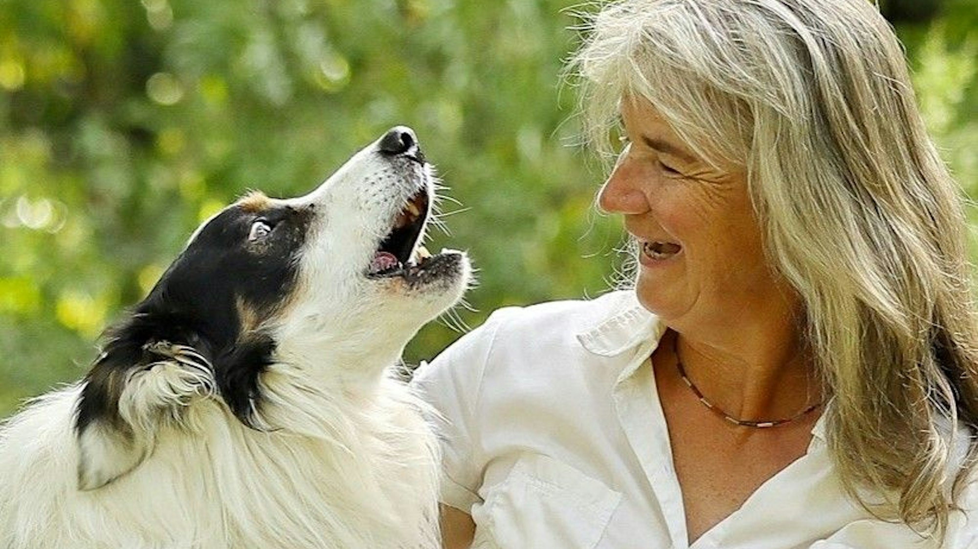 Tierärztin Viola Hebeler aus Reichshof mit einem Hund.