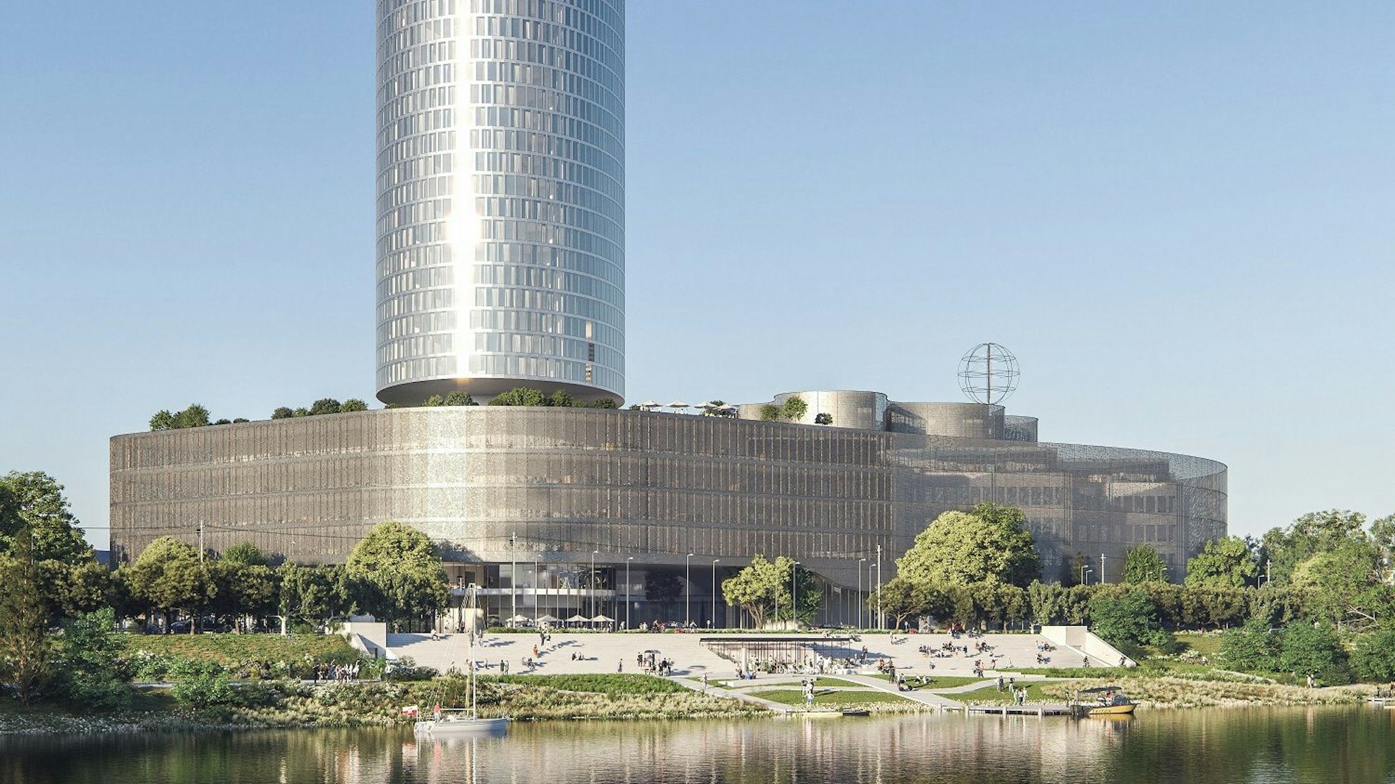 So sah ein erster Entwurf für das neue Hochhaus der DEVK am Rheinufer aus. Der Architektenwettbewerb folgt noch.