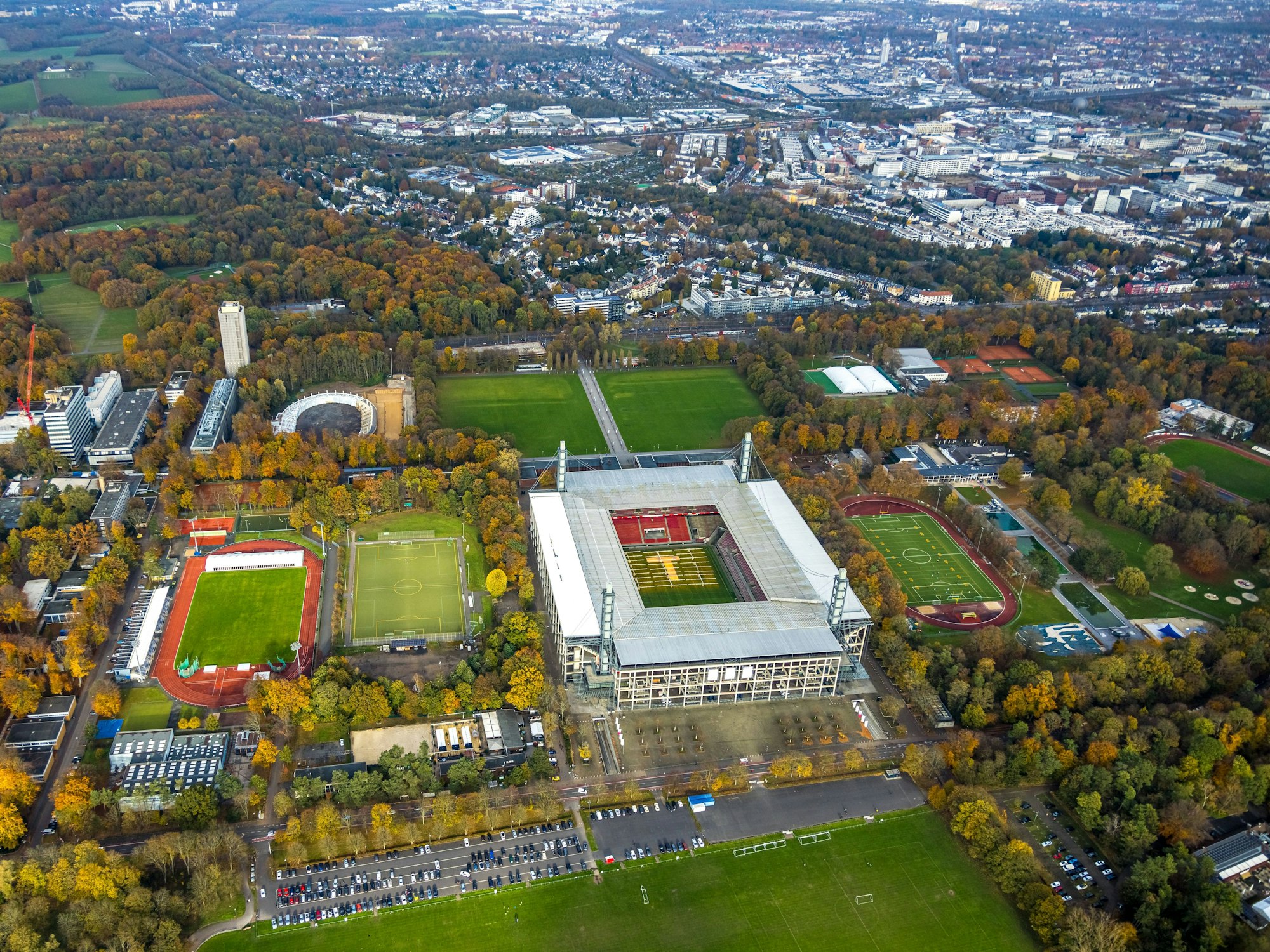 Luftbild vom Müngersdorfer Sportpark.