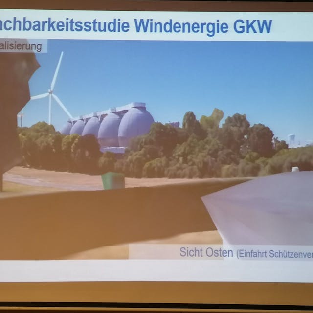 Die vorläufige Darstellung des geplanten Windrads auf dem Gelände des Stammheimer Klärwerks