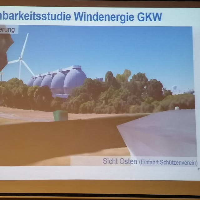Die vorläufige Darstellung des geplanten Windrads auf dem Gelände des Stammheimer Klärwerks
