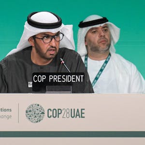Sultan al-Dschaber, Präsident der COP 28, spricht während einer Sitzung auf dem UN-Klimagipfel COP 28.&nbsp;