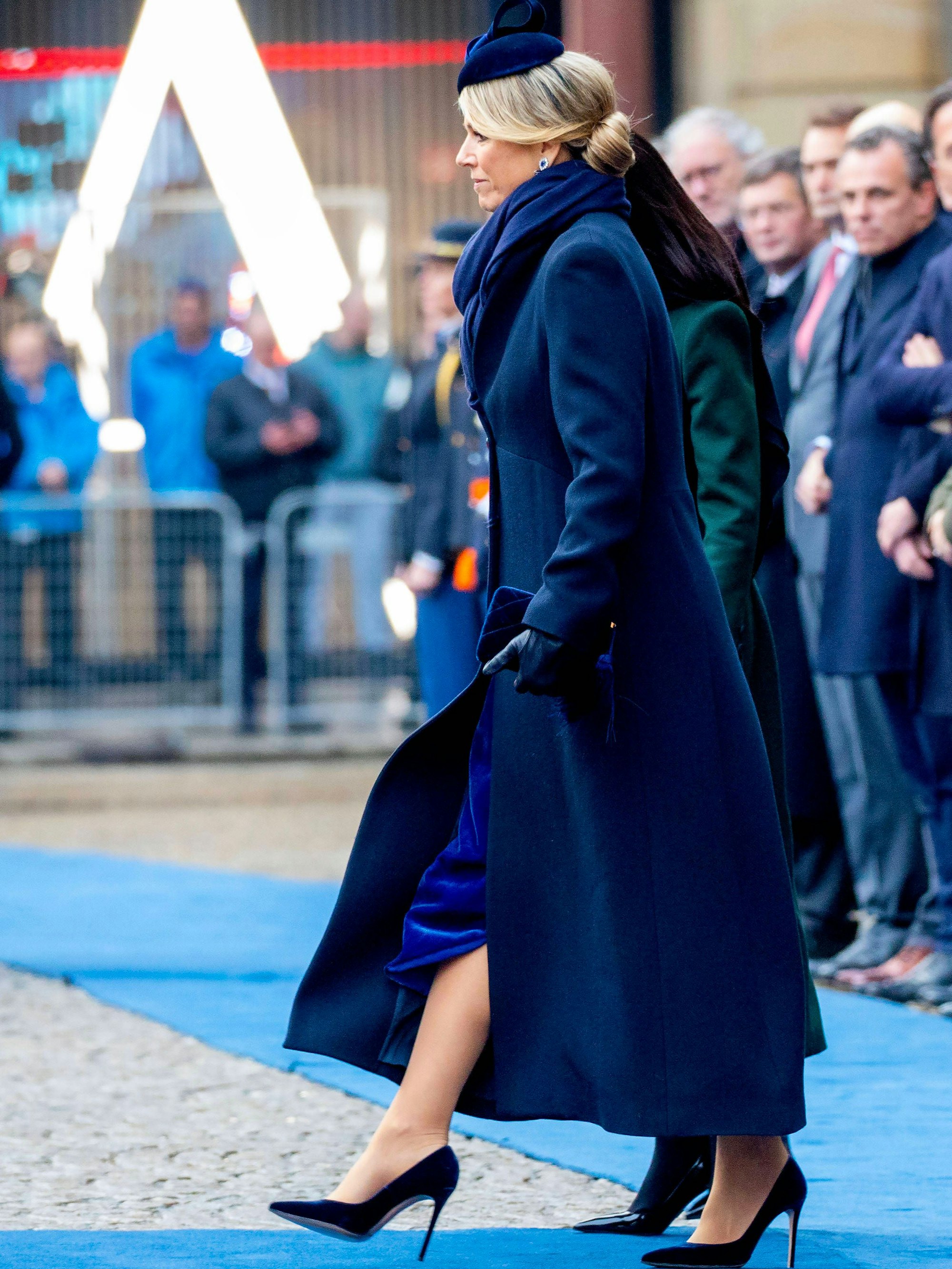 Königin Máxima während der Begrüßungszeremonie auf dem Dam-Platz in Amsterdam am ersten Tag des zweitägigen Staatsbesuchs des südkoreanischen Präsidenten in den Niederlanden.
