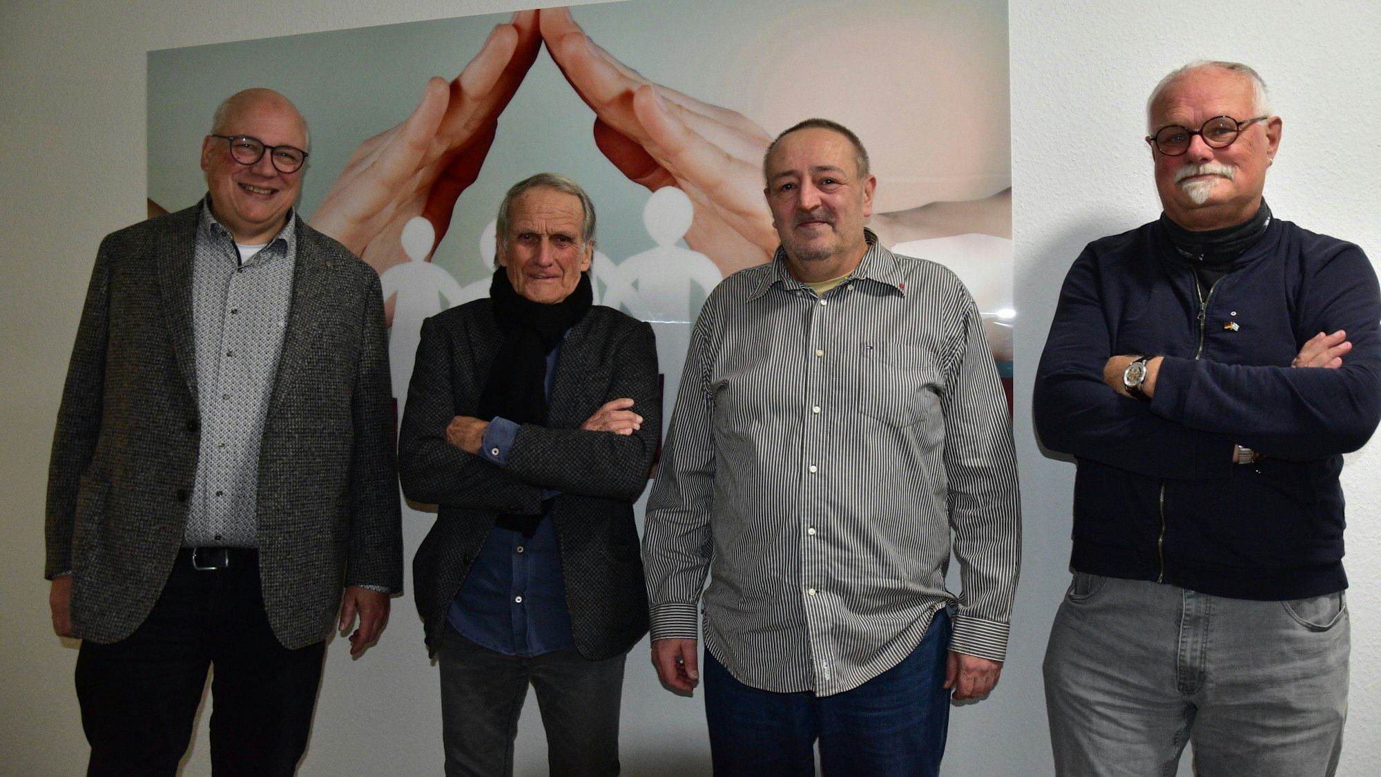 Pressegespräch zur Weihnachstfeier. Von links nach rechts: Markus Kühn, Wolfgang Overath, Ralf Joecken, Bert Becker.