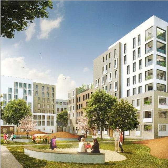 Visualisierung der geplanten Wohnhäuser auf dem Siemensareal
