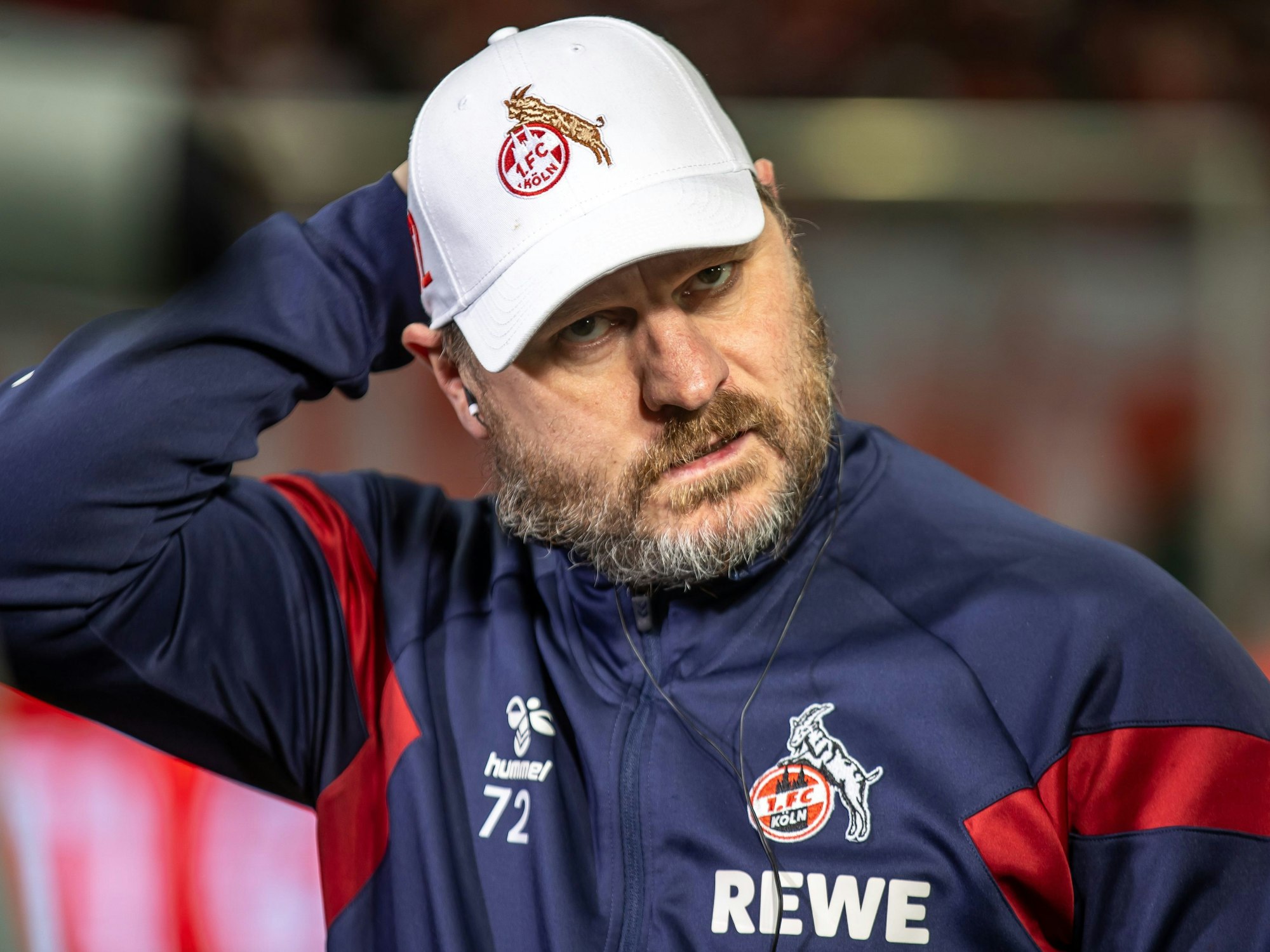 Steffen Baumgart von 1. FC Köln blickt konzentriert.