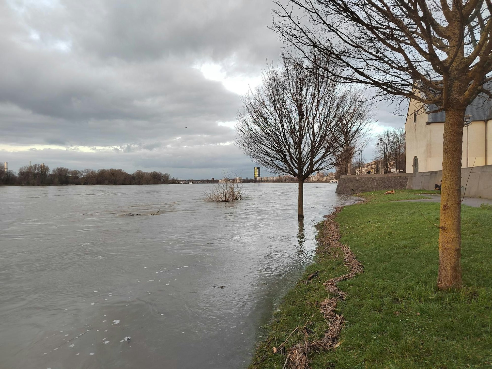 Hochwasser in Köln-Mülheim am 26.12.23