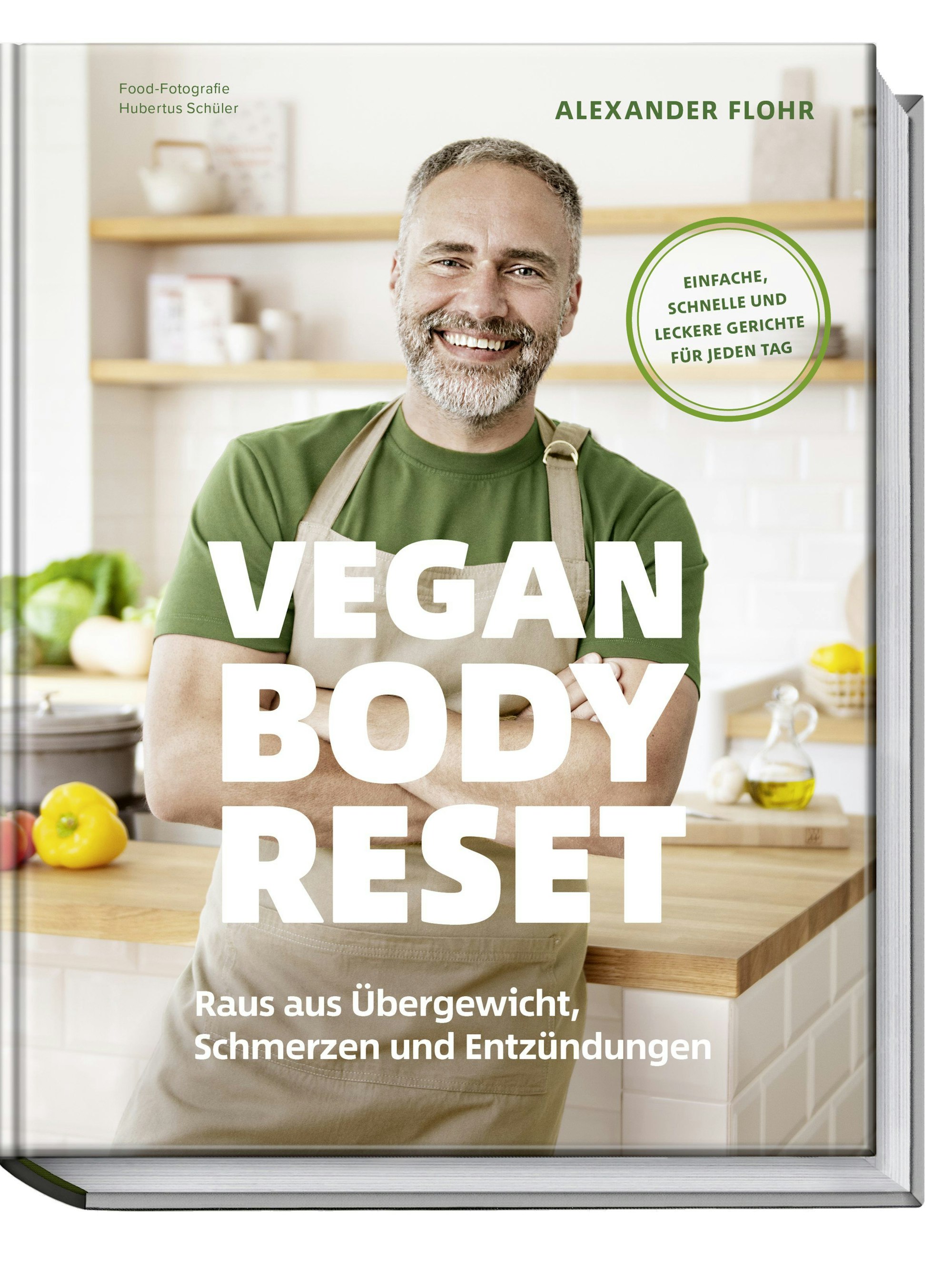 Cover des Buches „Vegan Body Reset: Raus aus Übergewicht, Schmerzen und Entzündungen“ von Alexander Flohr.