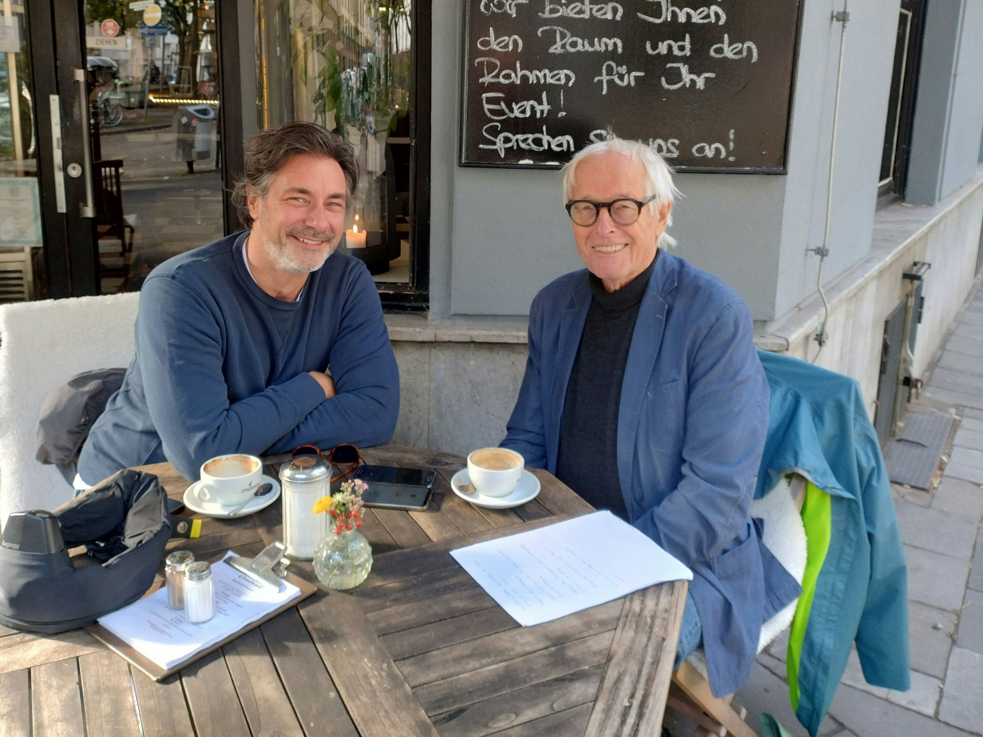 Marco Schreyl mit EXPRESS-Reporter Horst Stellmacher in Köln