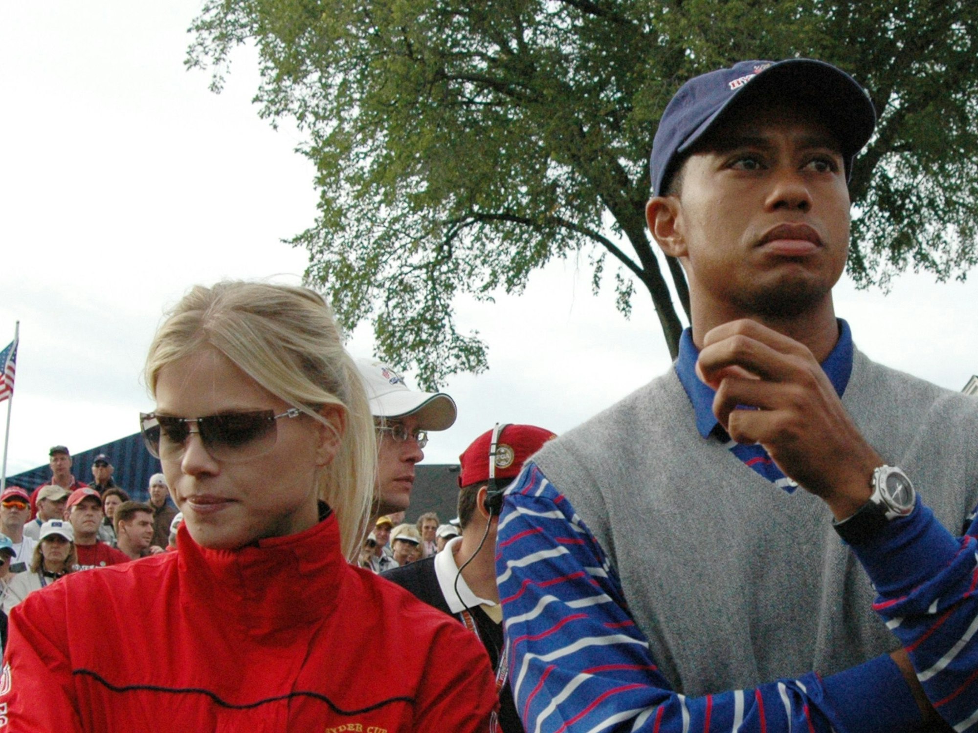 Tiger Woods und Elin Nordegren 2004 beim Ryder Cup in Detroit, Michigan.