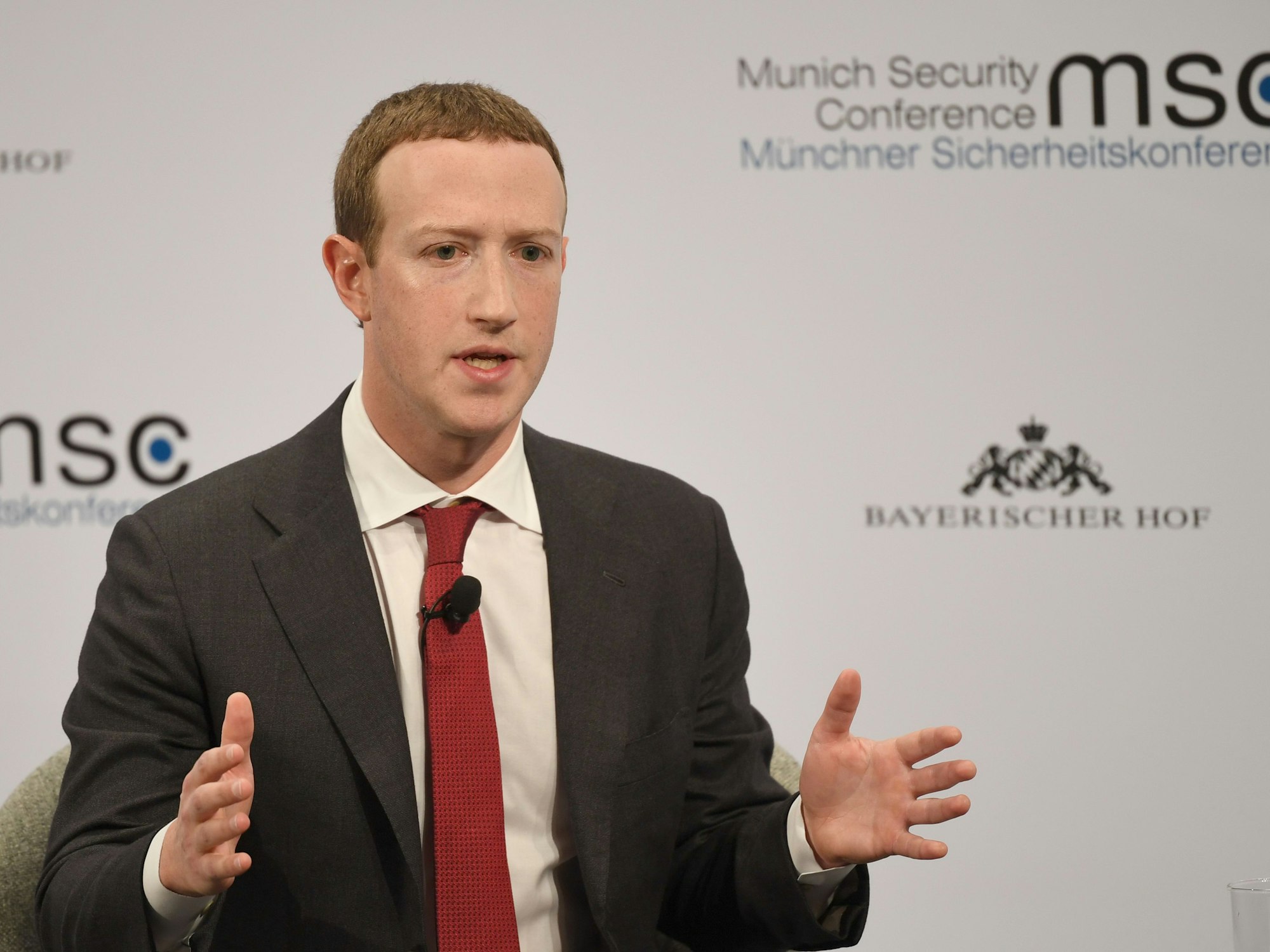 Mark Zuckerberg spricht auf der 56. Münchner Sicherheitskonferenz, hier im Februar 2020.