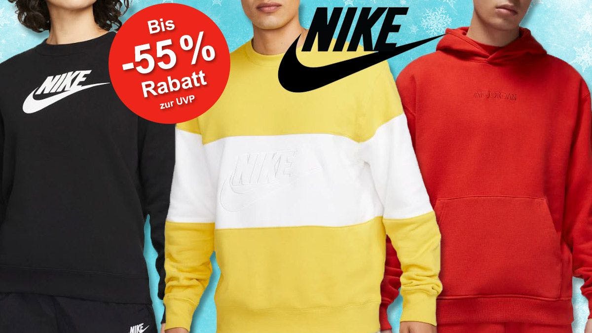 Nike Sweatshirts, Pullover, Hoodies für Damen und Herren mit Winter Hintergrund.