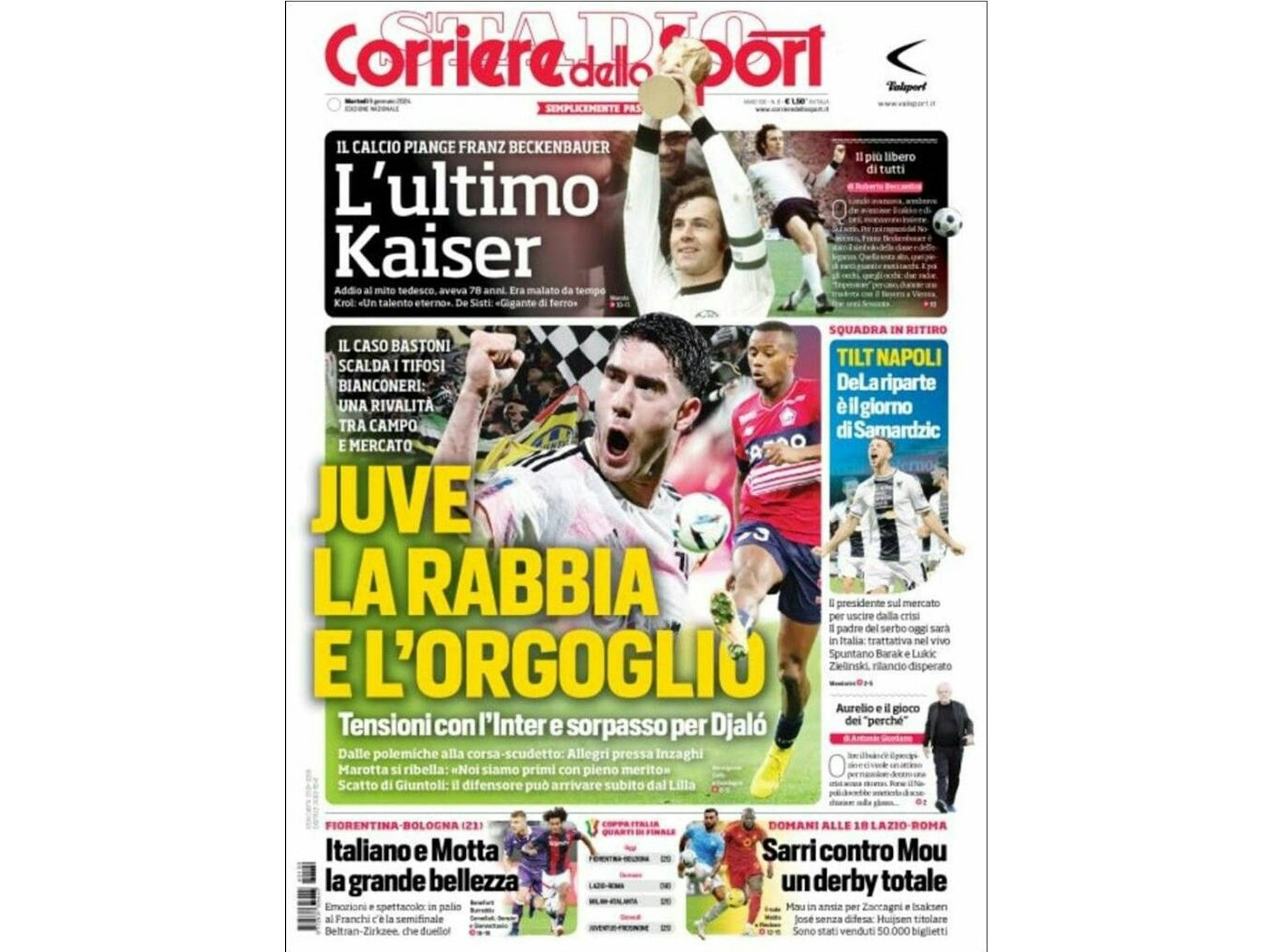 Zeitungscover des Corriere dello Sport.