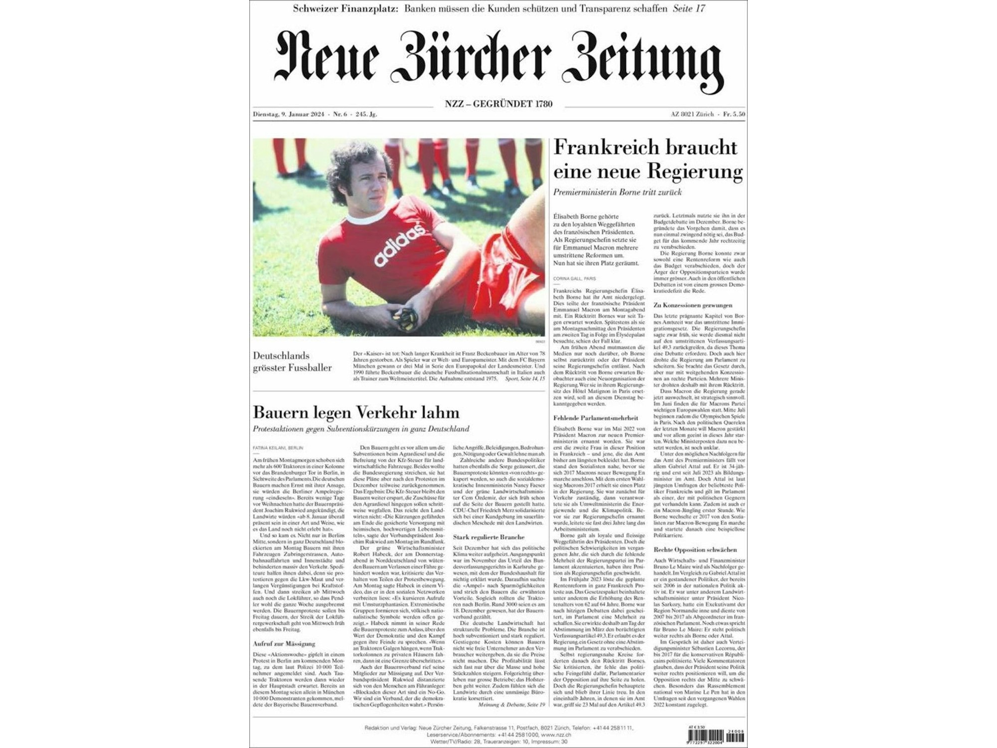 Cover der Neuen Zürcher Zeitung.