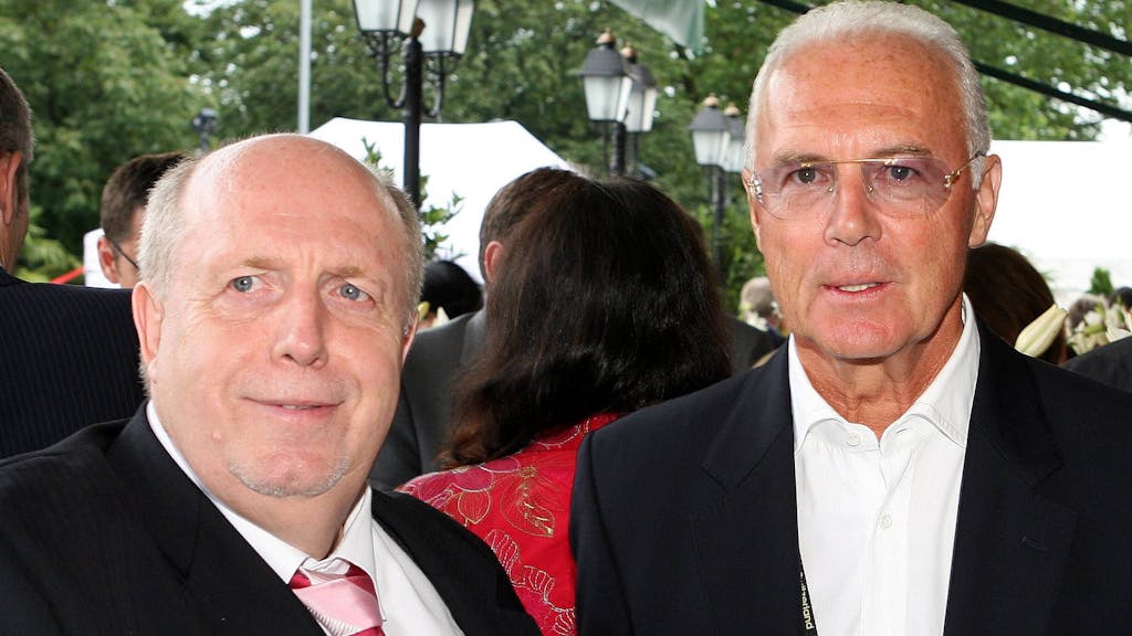 Franz Beckenbauer und Reiner Calmund bei einem Empfang im Kursalon Hübner in Wien.
