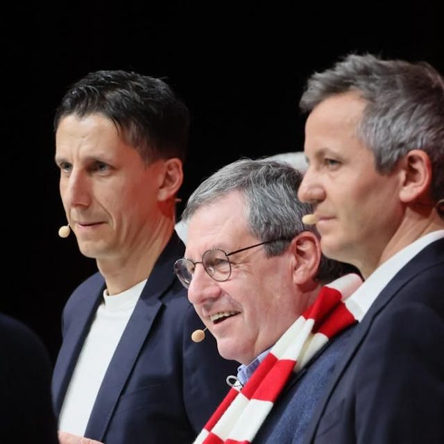 Christian Keller, Werner Wolf und Philipp Türoff standen den FC-Mitgliedern am Mittwochabend Rede und Antwort.