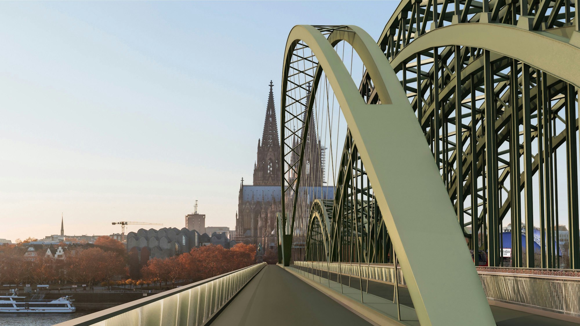 Eine Visualisierung der Hohenzollernbrücke nach einem Anbau.