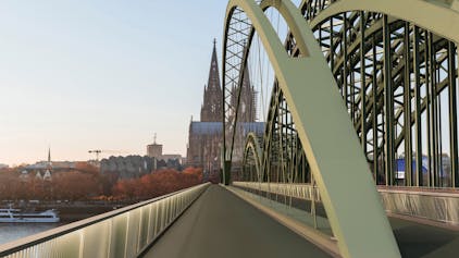 Die Stadtverwaltung bevorzugt diese Variante des Anbaus an die Hohenzollernbrücke.