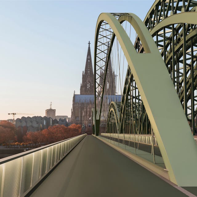 Die Stadtverwaltung bevorzugt diese Variante des Anbaus an die Hohenzollernbrücke.