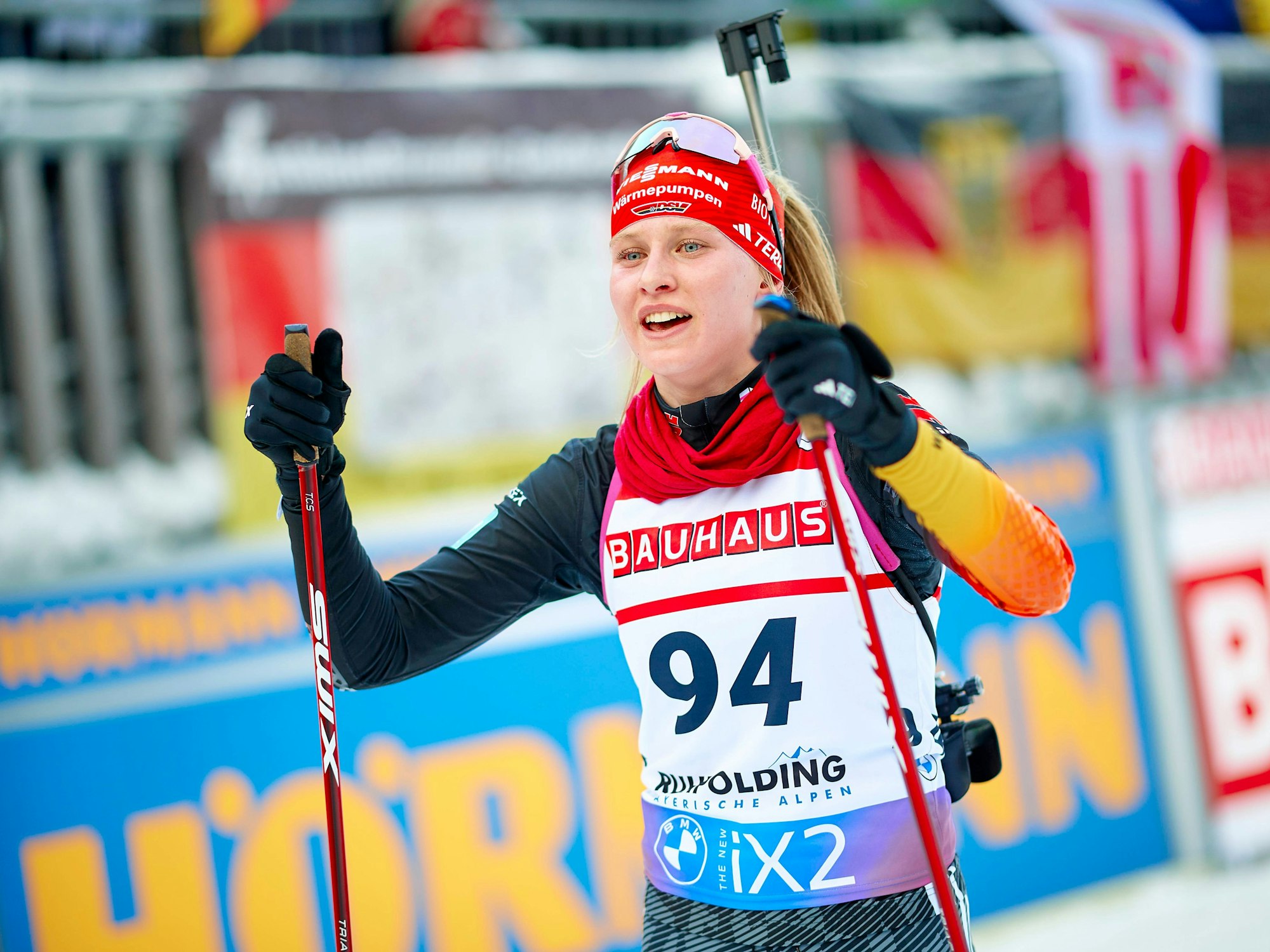 Julia Tannheimer beim Sprint am 12. Januar 2024 beim Biathlon-Weltcup in Ruhpolding.