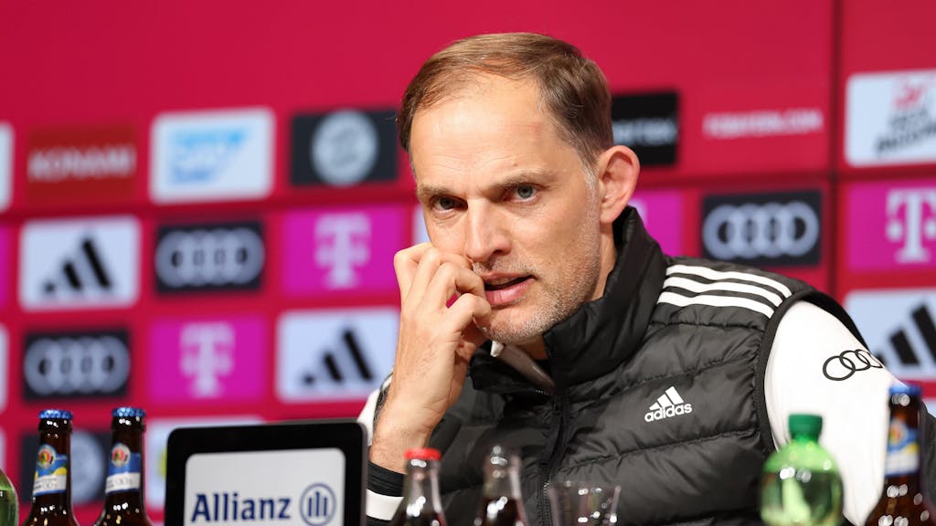 Trainer Thomas Tuchel vom FC Bayern München spricht in der Pressekonferenz nach dem 3:0-Sieg über die TSG Hoffenheim.&nbsp;