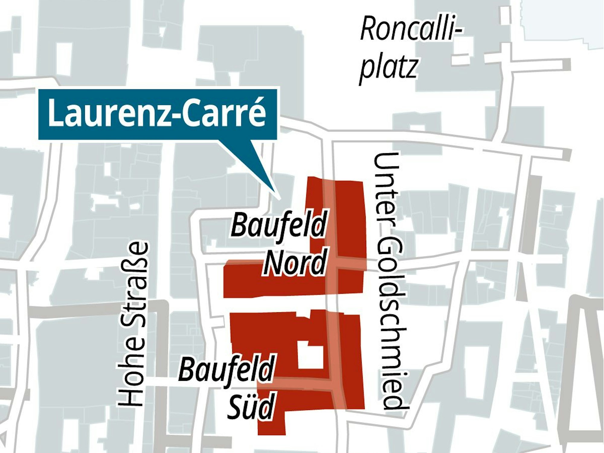 Die Grafik zeigt die beiden Baufelder des Laurenz-Carré.