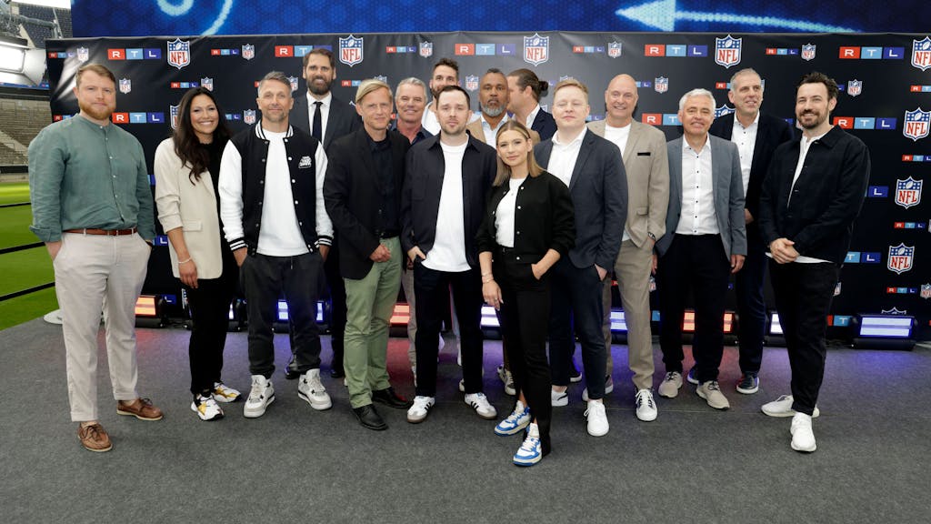 Die TV-Crew von RTL für die NFL-Saison 2023/24 am 26. Mai 2023in Frankfurt.