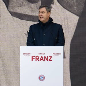 Bayerns Ministerpräsident Markus Söder CSU sprach auf der Gedenkfeier von Franz Beckenbauer über dessen Bedeutung.