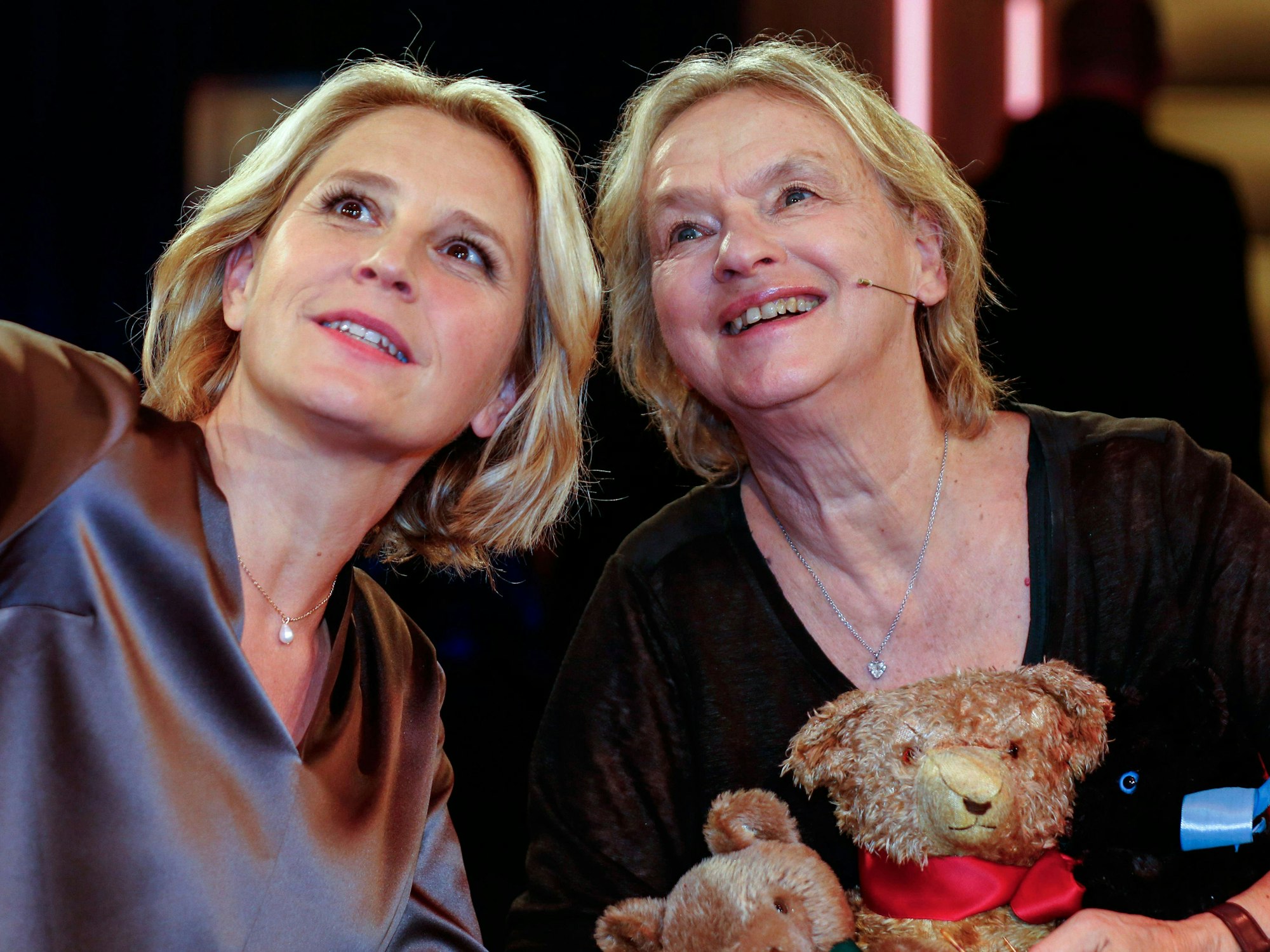 Susan Link und Elke Heidenreich bei der Aufzeichnung der WDR-Talkshow Kölner Treff im September 2023.
