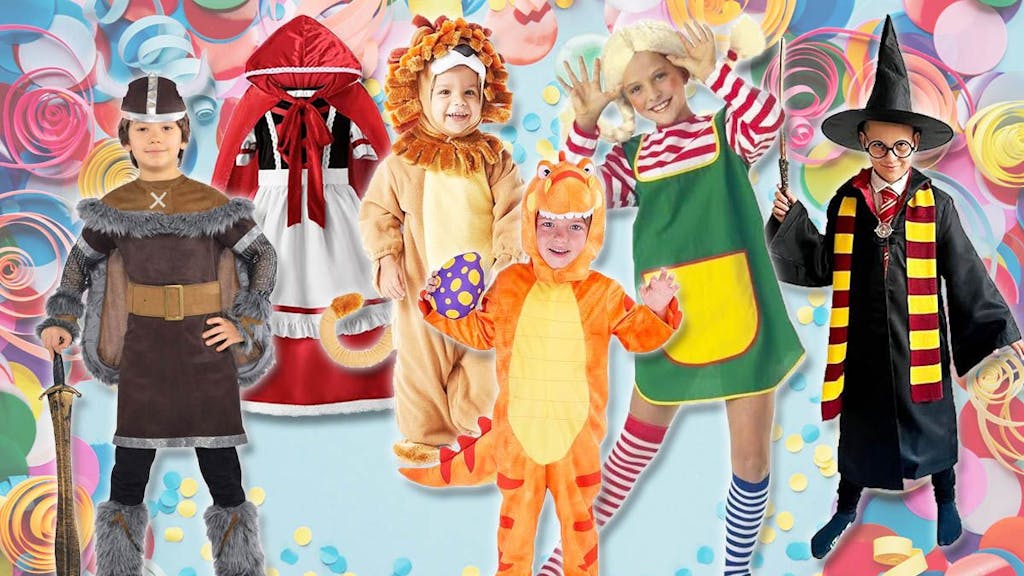 Kinderkostüme für Karneval und Fasching für Jungen und Mädchen wie Harry Potter, Pippi Langstrumpf, Löwe, Wikinger, Dinosaurier, Rotkäppchen.
