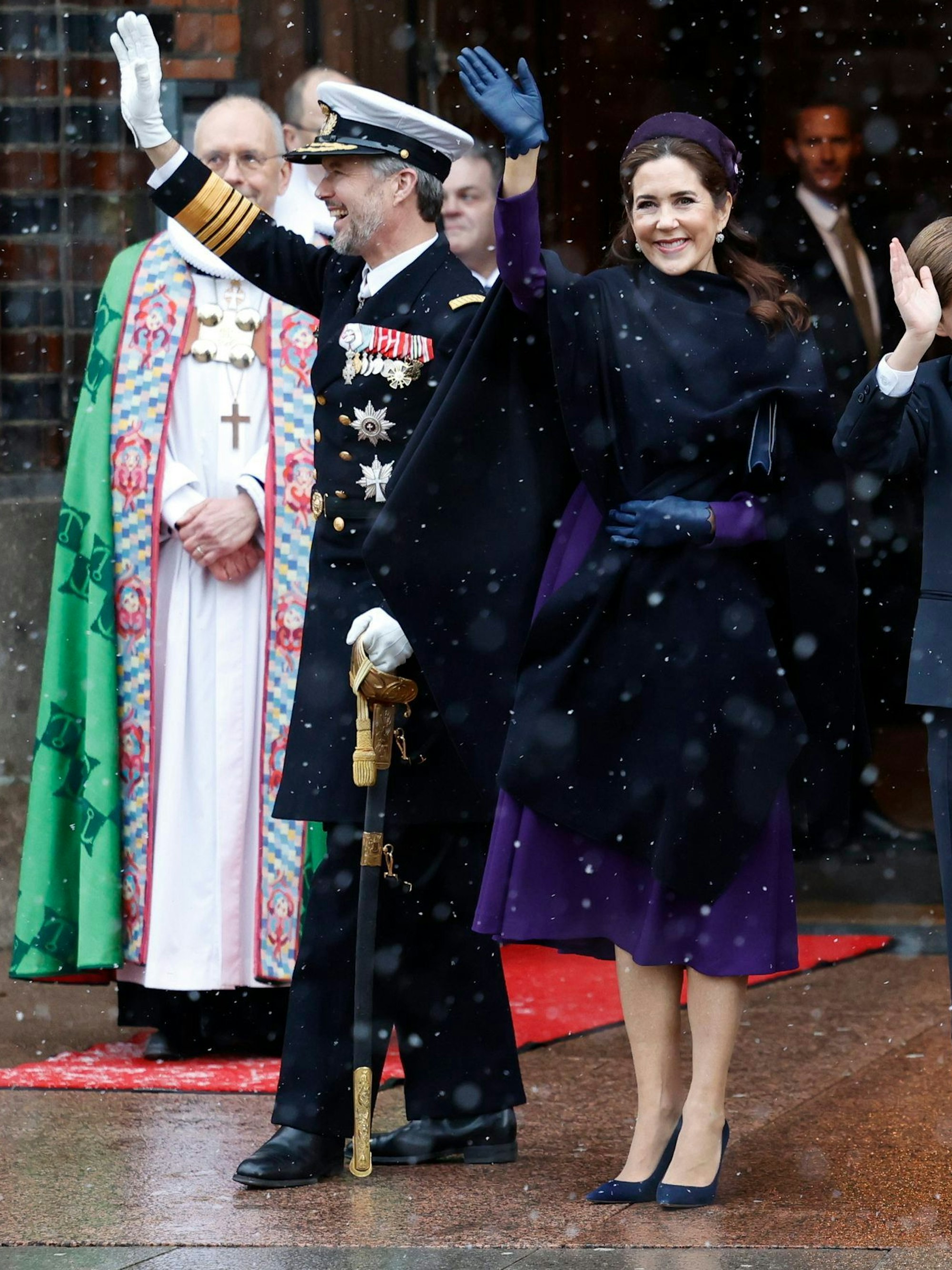 König Frederik und Königin Mary vor dem Gottesdienst.