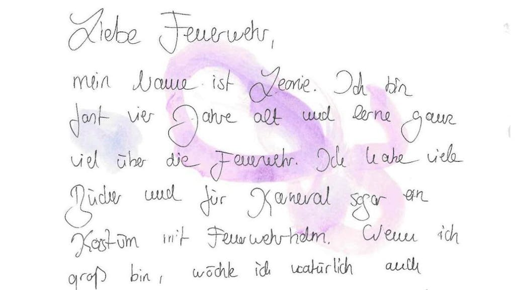 Der Brief von der dreijährigen Leonie an die Kölner Feuerwehr erwärmt die Herzen der Einsatzkräfte.