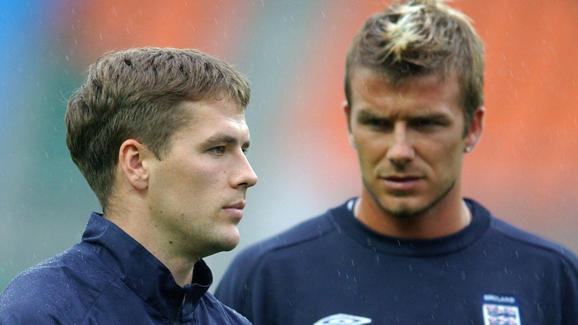 Michael Owen und David Beckham beim Training mit der Nationalmannschaft.
