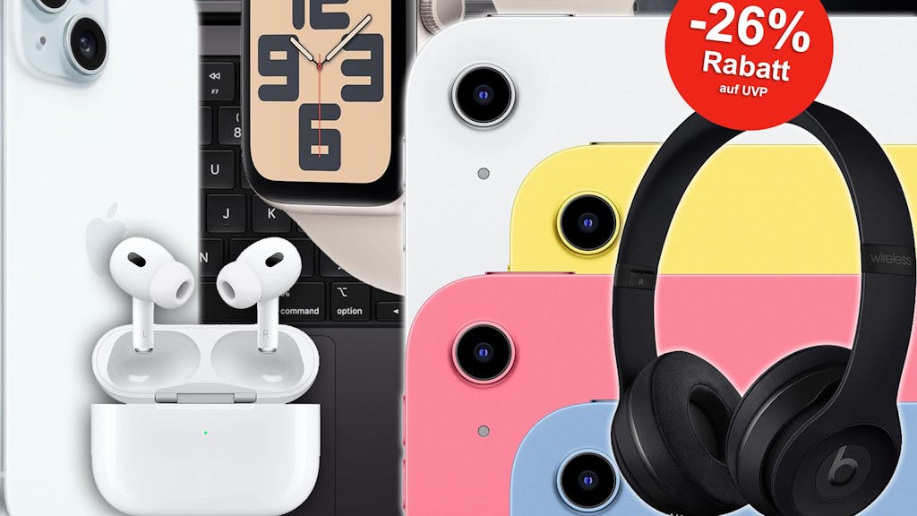 Produktabbildungen von Apple und Beats Produkten