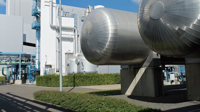 CO2-Aufbereitungsanlage des Vattenfall Kraftwerks mit Co2-Abscheidung in Schwarze Pumpe (Brandenburg).