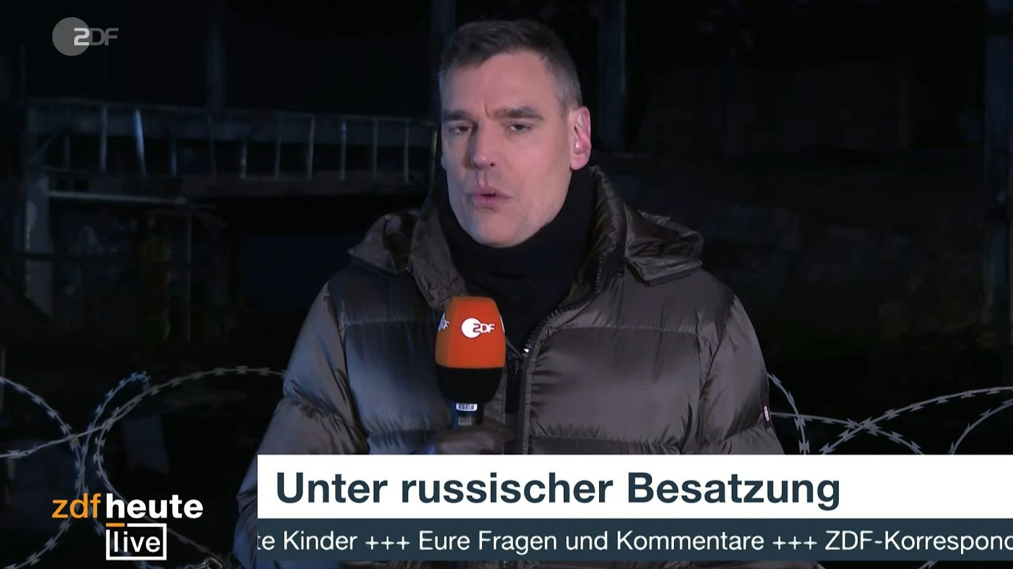 Screenshot der Liveschalte zu ZDF-Korrespondent Armin Coerper im Rahmen der Sendung „ZDF heute live“ am 29. Januar 2024.
