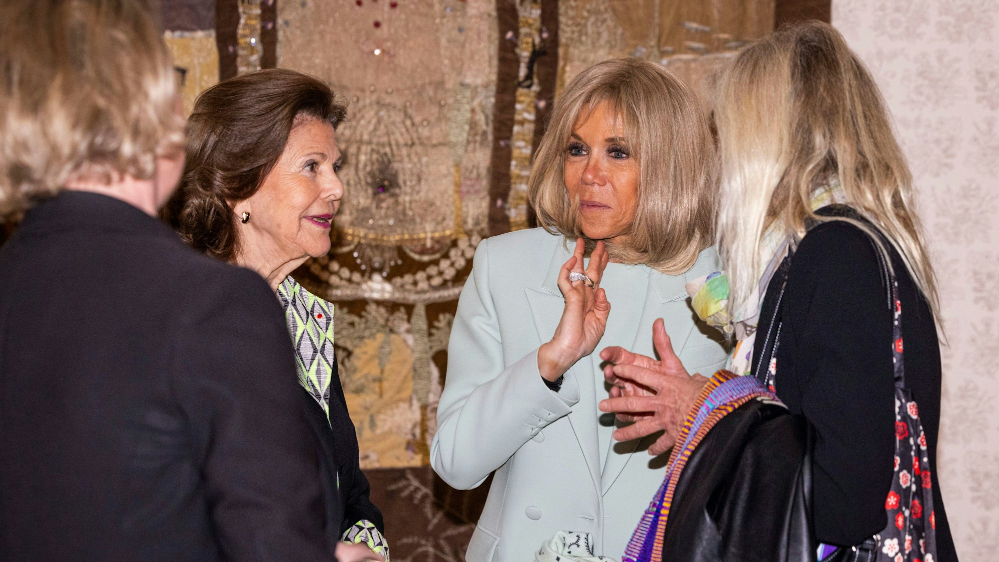 STOCKHOLM, SWEDEN - JANUARY 30: French First Lady Brigitte Macron and Queen Silvia of Sweden visit Moderna Museet, the national museum for modern and contemporary art on January 30, 2024 in Stockholm, Sweden. The French First Lady and President are making a two day visit to Stockholm and Sweden, at the invitation of the King of Sweden. (Photo by Michael Campanella/Getty Images)