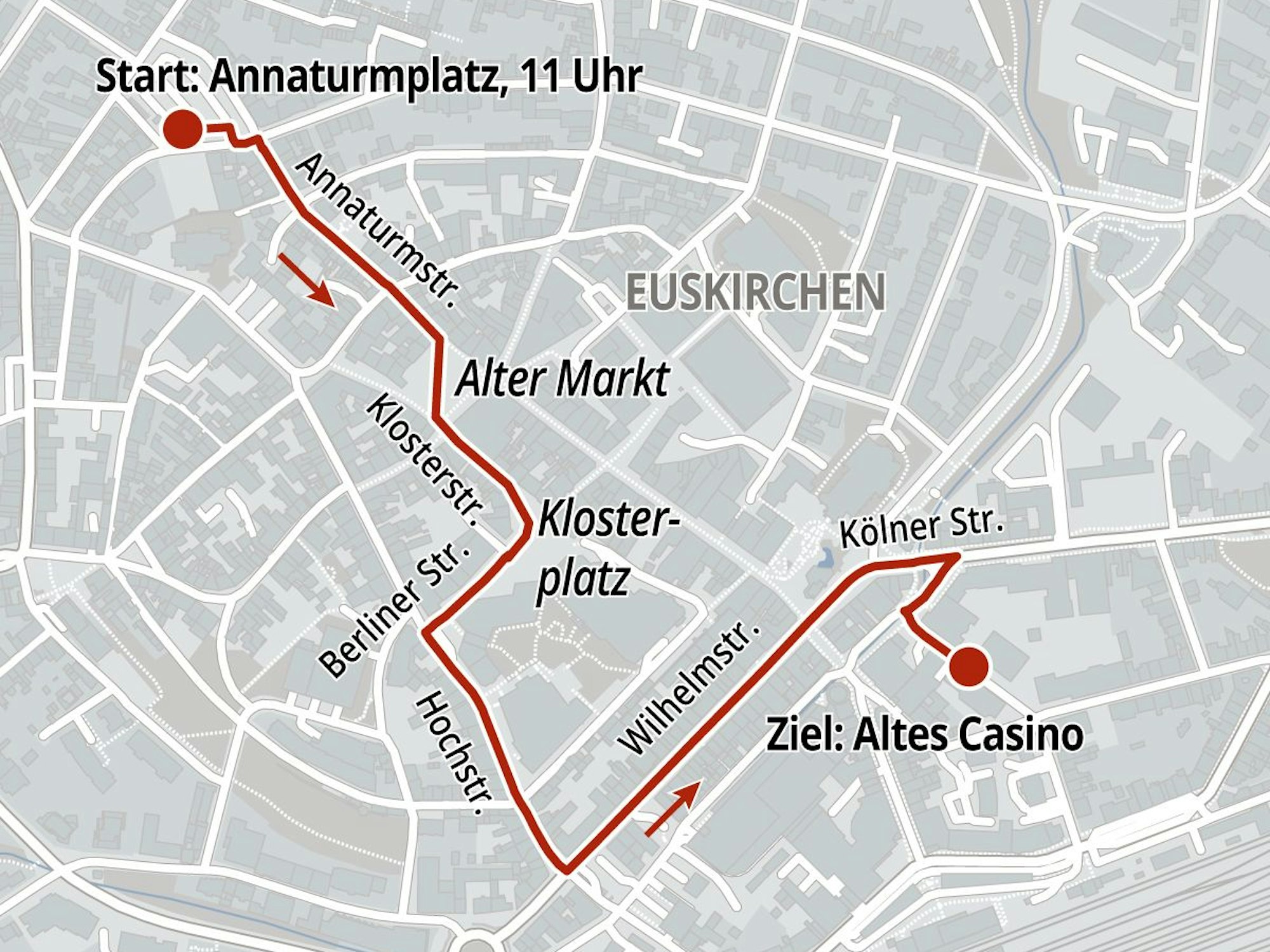 Das Bild zeigt die Strecke des Kinderzugs in Euskirchen.