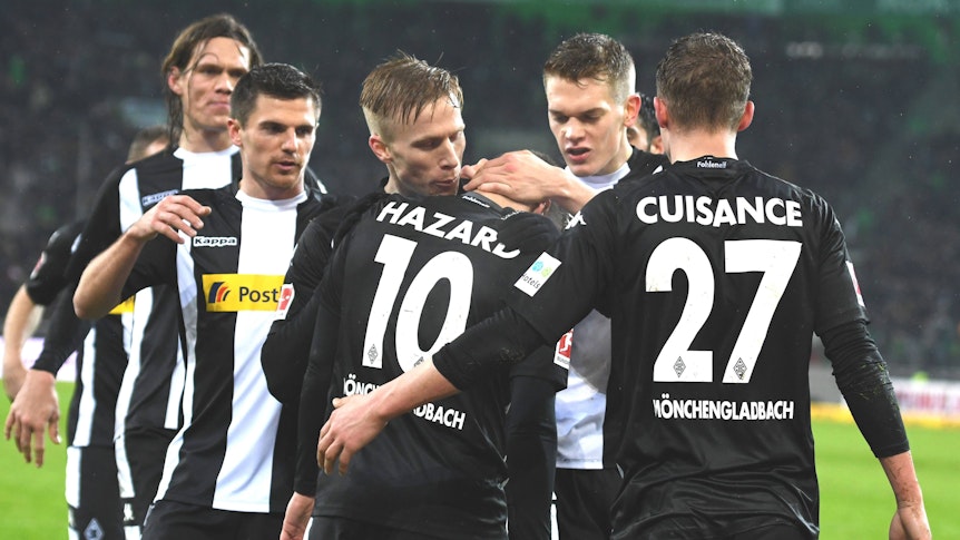 Borussia-Spielern feiern einen Treffer.