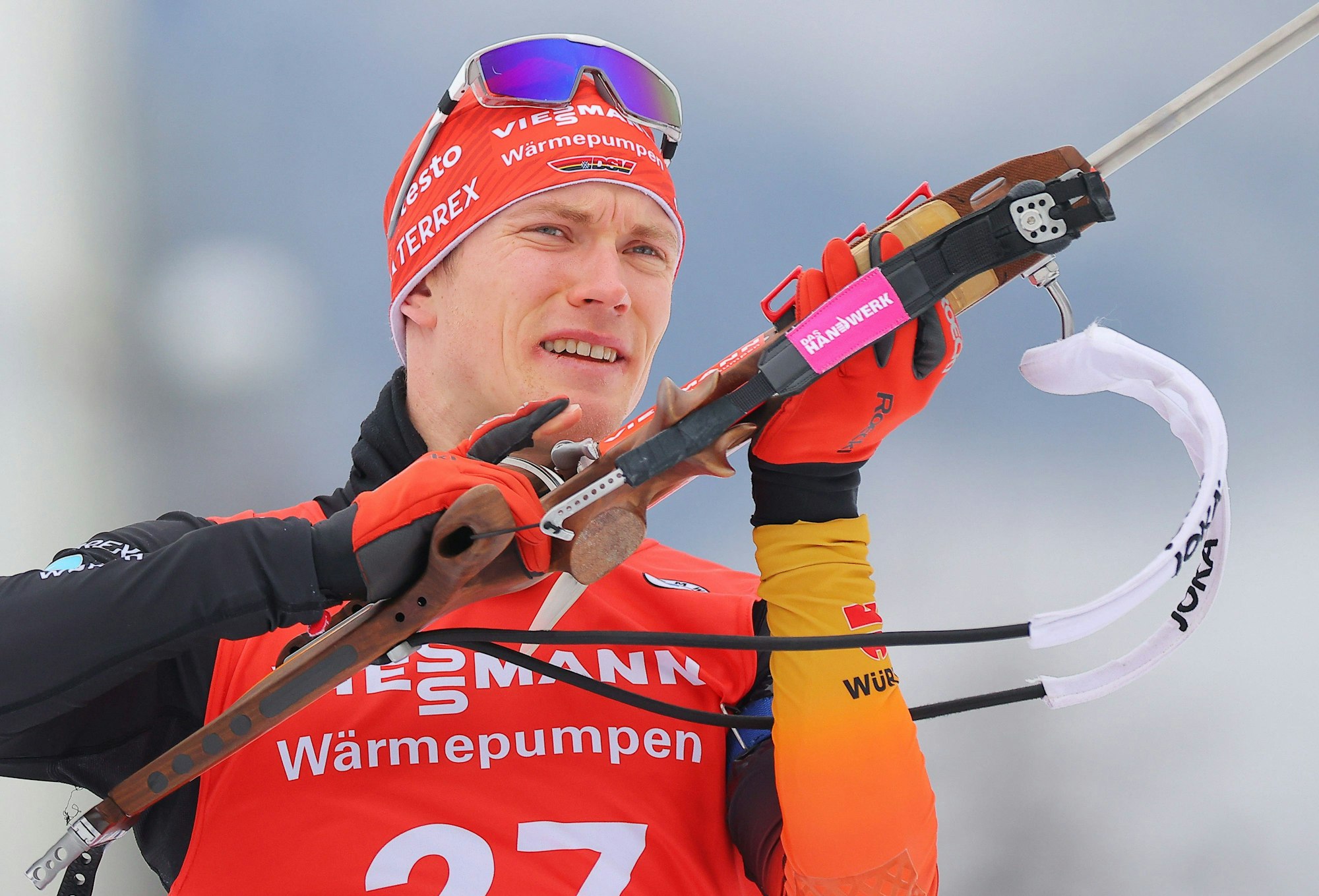 Benedikt Doll beim Biathlon-Weltcup in Antholz.