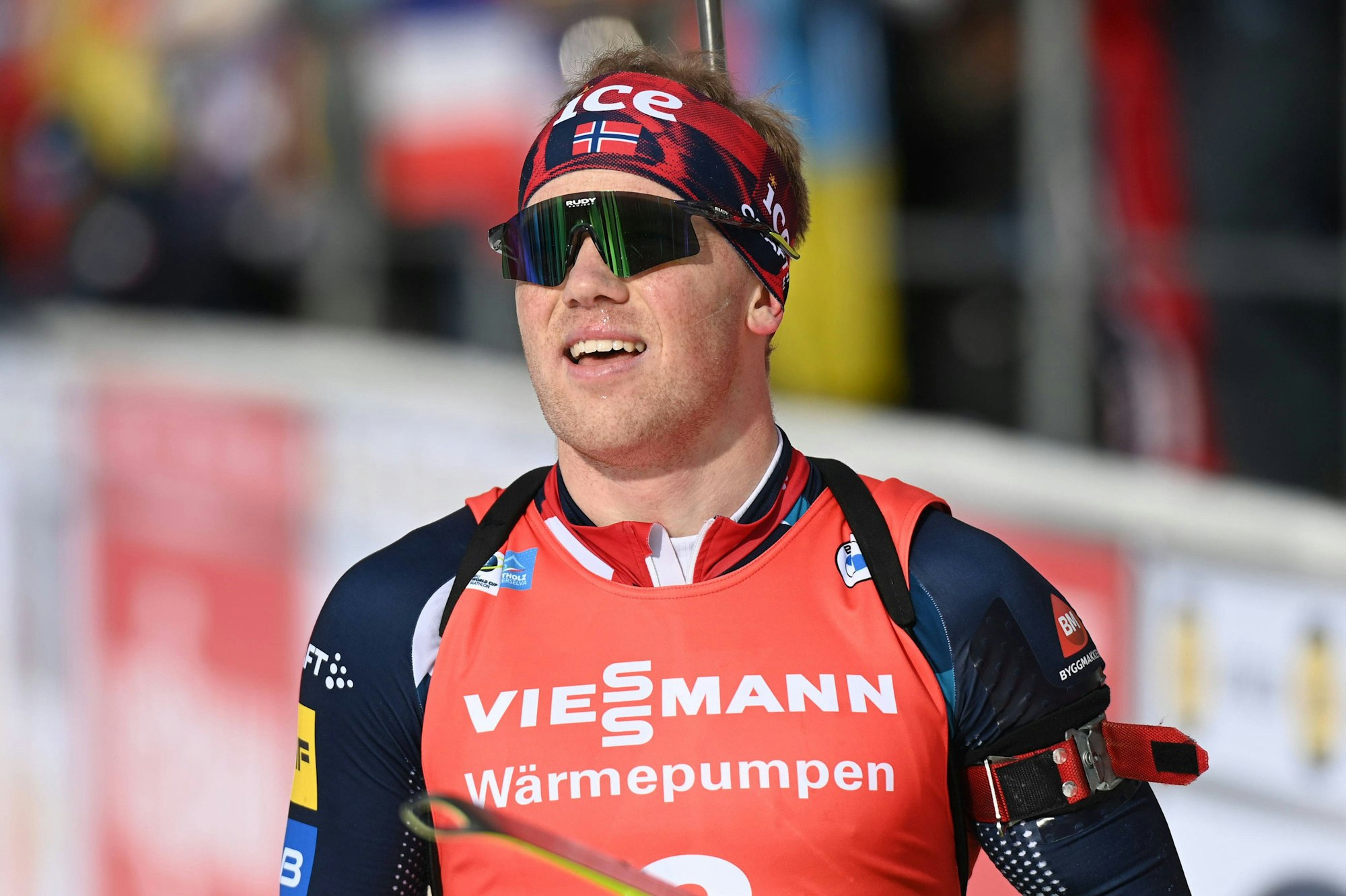 Johannes Dale-Skjevdal beim Biathlon-Weltcup in Antholz.