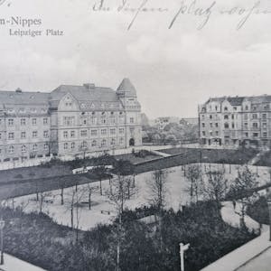 Ein historisches Schwarz-Weiß-Bild des Leipziger Platzes von oben&nbsp;