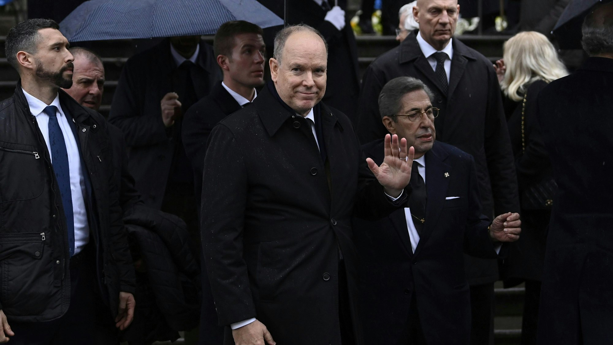 Fürst Albert von Monaco bei der Beerdigung.