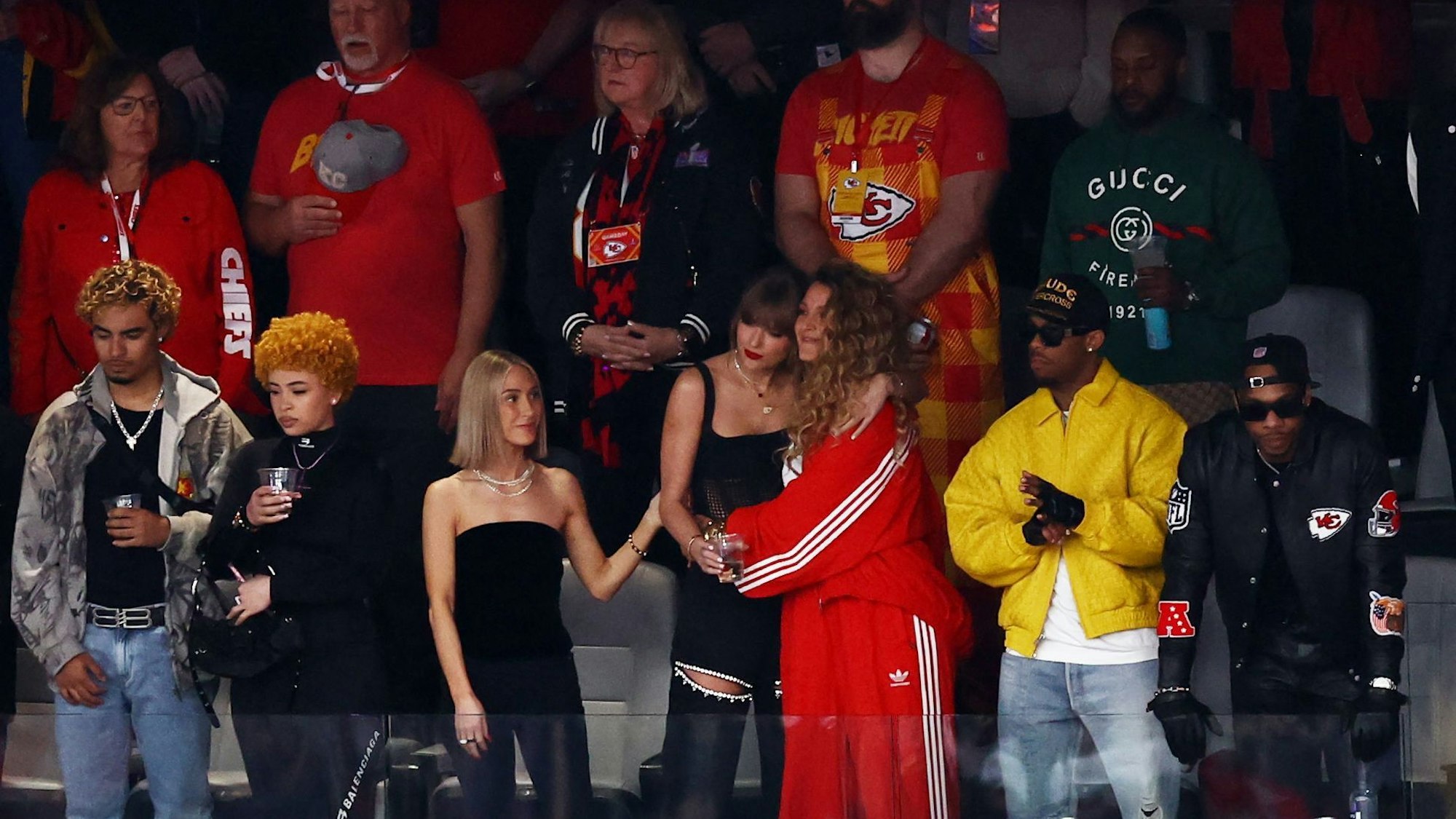Blick auf die Loge von Taylor Swift beim Super Bowl.