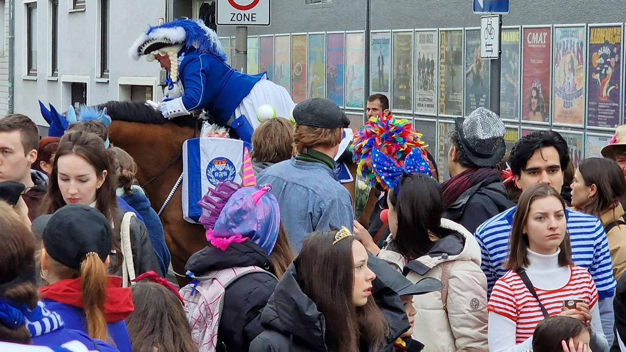 Ein Pferd, welches bei den Blauen Funken mitlief, musste früh aus dem Zug genommen werden.