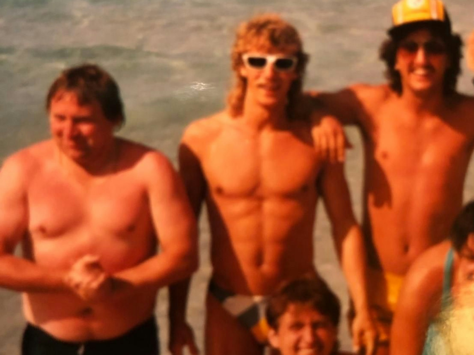 Jürgen Milski in der 80ern am Strand von der Platja de Palma.