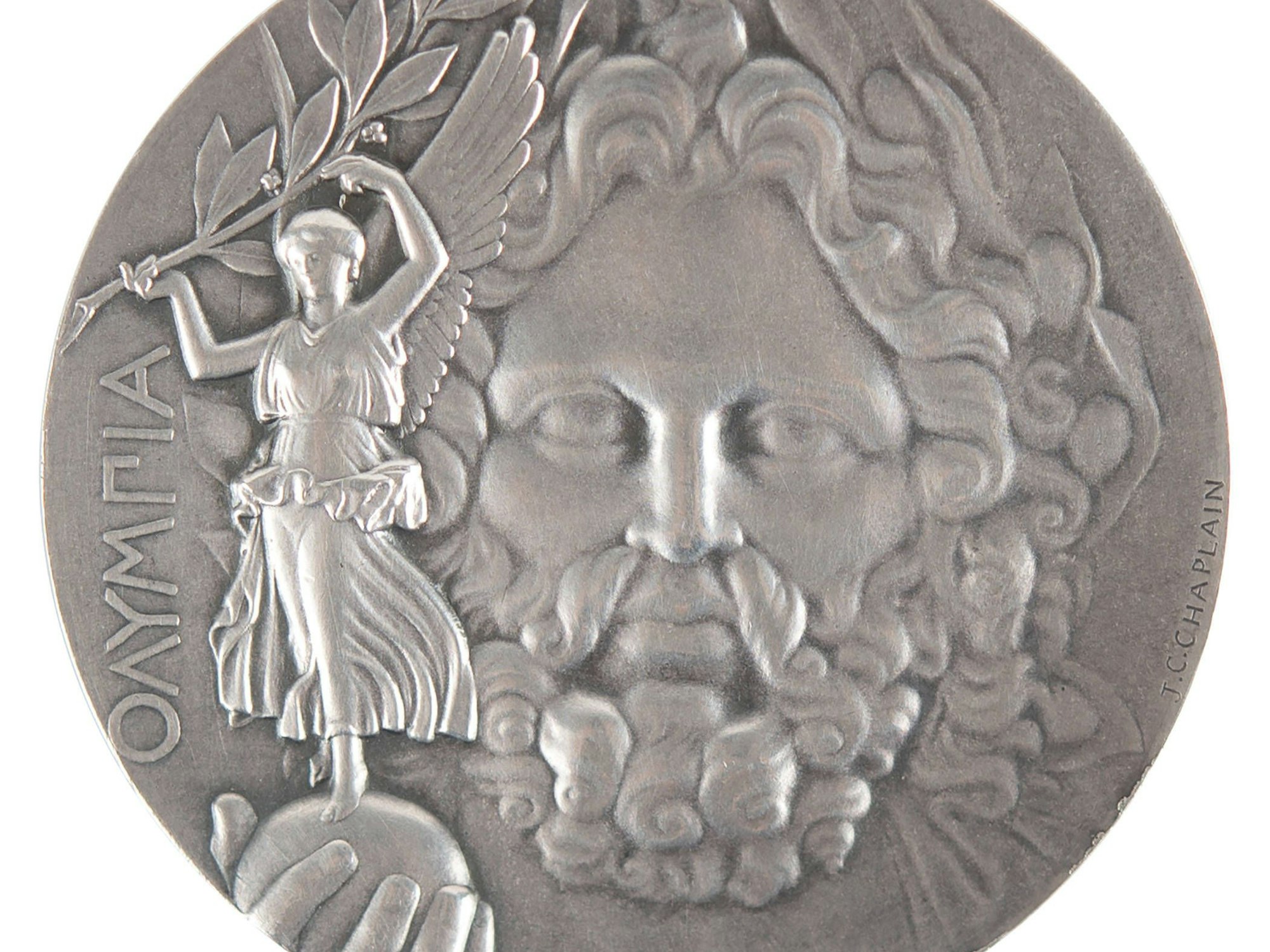 Die Olympia-Medaille in Silber von den Spielen 1896 in Athen.