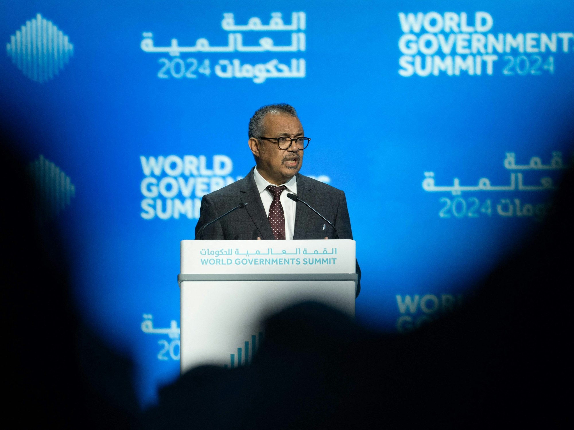 Der Chef der WHO, Tedros Adhanom Ghebreyesus, auf dem World Governments Summit 2024 in Dubai am 12. Februar.
