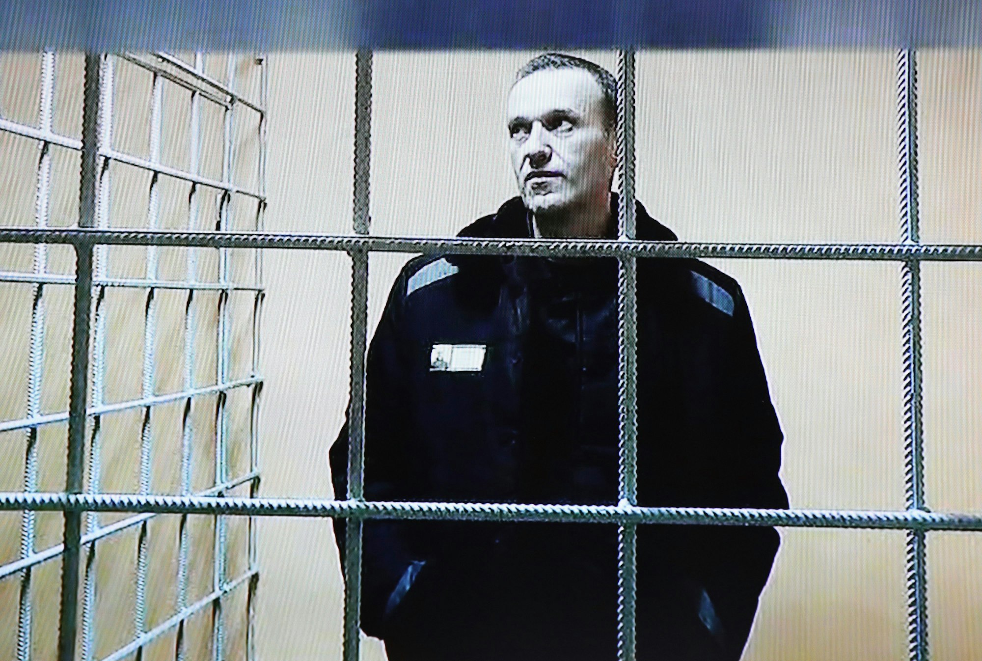 Alexej Nawalny, Oppositionspolitiker aus Russland, auf einem Video aus einem Gefängnis, das ihn während einer Schalte in einer Gerichtsverhandlung zeigt.  (Archivbild)